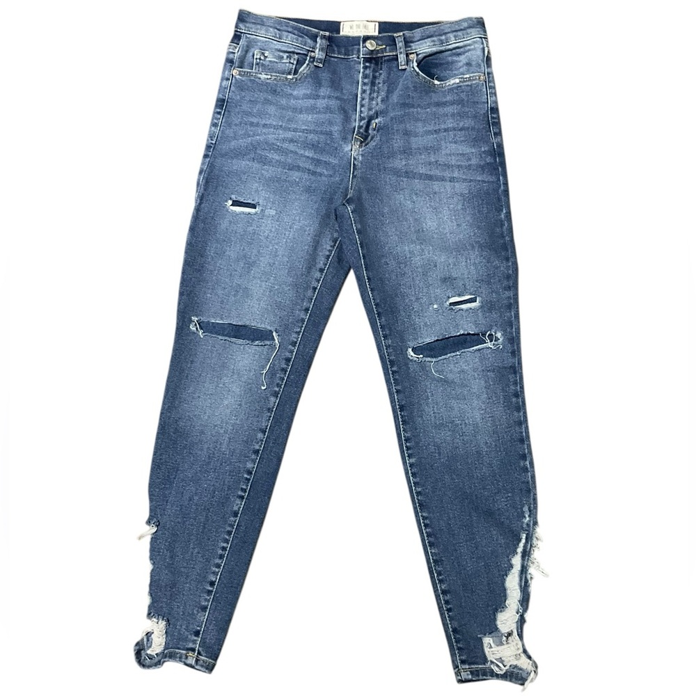 We The Free Distressed Jeans in Blue Wash High Waisted Ankle Cut